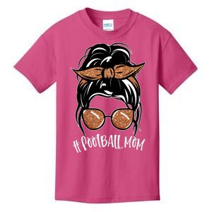 Cute Messy Bun Football Mom Kids T-Shirt