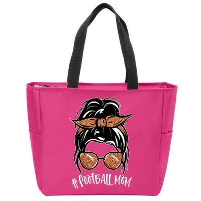 Cute Messy Bun Football Mom Zip Tote Bag