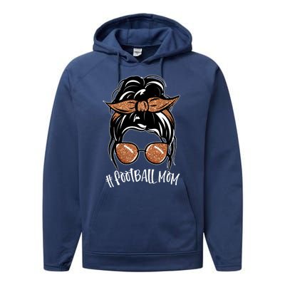 Cute Messy Bun Football Mom Performance Fleece Hoodie