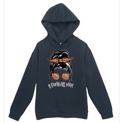 Cute Messy Bun Football Mom Urban Pullover Hoodie