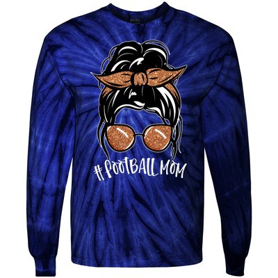 Cute Messy Bun Football Mom Tie-Dye Long Sleeve Shirt