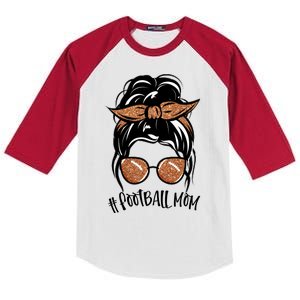 Cute Messy Bun Football Mom Kids Colorblock Raglan Jersey