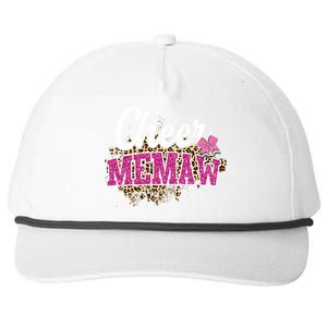 Cheer Memaw Biggest Fan Leopard Print And Pom Pom Gift Snapback Five-Panel Rope Hat