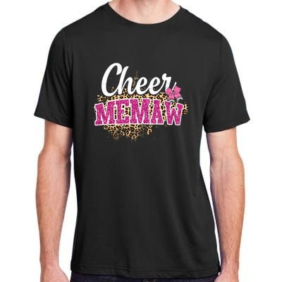 Cheer Memaw Biggest Fan Leopard Print And Pom Pom Gift Adult ChromaSoft Performance T-Shirt