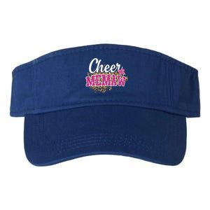 Cheer Memaw Biggest Fan Leopard Print And Pom Pom Gift Valucap Bio-Washed Visor