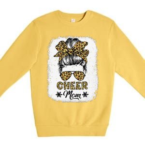 Cute Messy Bun Cheer Mom Funny Leopard Bandana Mother's Day Premium Crewneck Sweatshirt