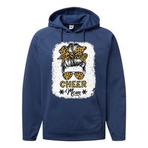 Cute Messy Bun Cheer Mom Funny Leopard Bandana Mother's Day Performance Fleece Hoodie