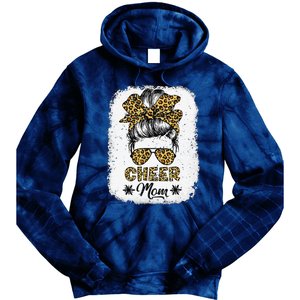 Cute Messy Bun Cheer Mom Funny Leopard Bandana Mother's Day Tie Dye Hoodie