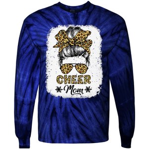 Cute Messy Bun Cheer Mom Funny Leopard Bandana Mother's Day Tie-Dye Long Sleeve Shirt