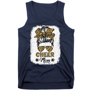 Cute Messy Bun Cheer Mom Funny Leopard Bandana Mother's Day Tank Top