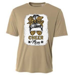 Cute Messy Bun Cheer Mom Funny Leopard Bandana Mother's Day Cooling Performance Crew T-Shirt