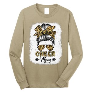 Cute Messy Bun Cheer Mom Funny Leopard Bandana Mother's Day Long Sleeve Shirt