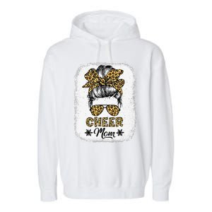 Cute Messy Bun Cheer Mom Funny Leopard Bandana Mother's Day Garment-Dyed Fleece Hoodie