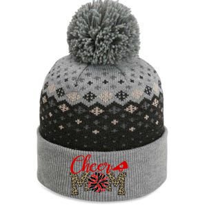 Cheer Mom Biggest Fan Leopard Print Black And Red Pom Pom Gift The Baniff Cuffed Pom Beanie