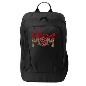 Cheer Mom Biggest Fan Leopard Print Black And Red Pom Pom Gift City Backpack