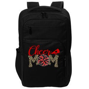 Cheer Mom Biggest Fan Leopard Print Black And Red Pom Pom Gift Impact Tech Backpack