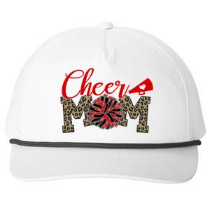 Cheer Mom Biggest Fan Leopard Print Black And Red Pom Pom Gift Snapback Five-Panel Rope Hat