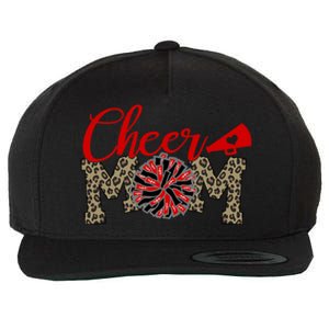 Cheer Mom Biggest Fan Leopard Print Black And Red Pom Pom Gift Wool Snapback Cap