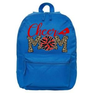 Cheer Mom Biggest Fan Leopard Print Black And Red Pom Pom Gift 16 in Basic Backpack