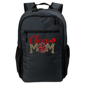 Cheer Mom Biggest Fan Leopard Print Black And Red Pom Pom Gift Daily Commute Backpack