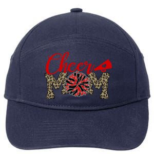 Cheer Mom Biggest Fan Leopard Print Black And Red Pom Pom Gift 7-Panel Snapback Hat