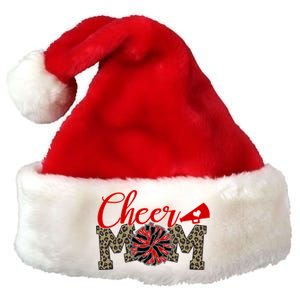 Cheer Mom Biggest Fan Leopard Print Black And Red Pom Pom Gift Premium Christmas Santa Hat