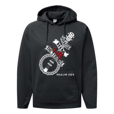 Christian Musician Banjo Bluegrass Praise Him With Strings Performance Fleece Hoodie