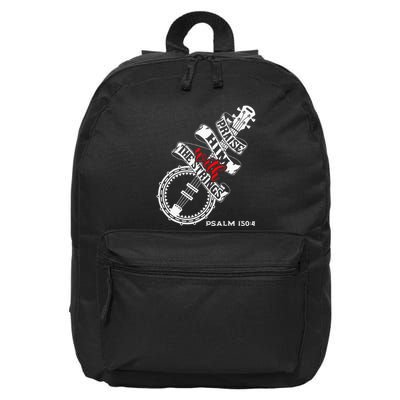 Christian Musician Banjo Bluegrass Praise Him With Strings 16 in Basic Backpack