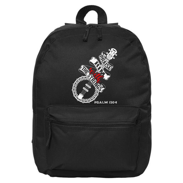 Christian Musician Banjo Bluegrass Praise Him With Strings 16 in Basic Backpack