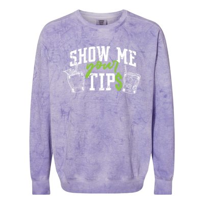 Cocktail Mixologist Bartender Show Me Your Tips Gift Colorblast Crewneck Sweatshirt