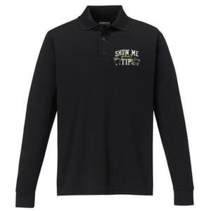 Cocktail Mixologist Bartender Show Me Your Tips Gift Performance Long Sleeve Polo