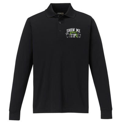 Cocktail Mixologist Bartender Show Me Your Tips Gift Performance Long Sleeve Polo