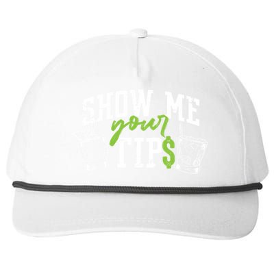 Cocktail Mixologist Bartender Show Me Your Tips Gift Snapback Five-Panel Rope Hat