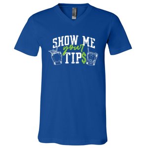 Cocktail Mixologist Bartender Show Me Your Tips Gift V-Neck T-Shirt