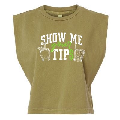 Cocktail Mixologist Bartender Show Me Your Tips Gift Garment-Dyed Women's Muscle Tee