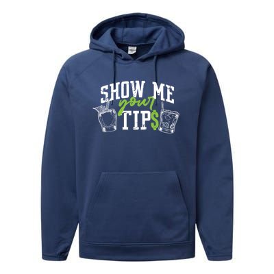 Cocktail Mixologist Bartender Show Me Your Tips Gift Performance Fleece Hoodie