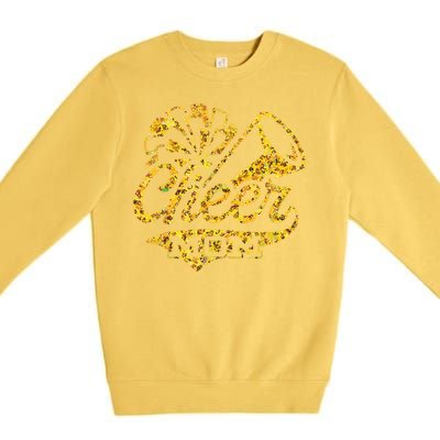 Cheer Mom Biggest Fan Cheerleader Black Yellow Gold Pom Pom Premium Crewneck Sweatshirt