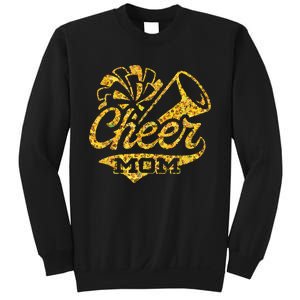 Cheer Mom Biggest Fan Cheerleader Black Yellow Gold Pom Pom Sweatshirt