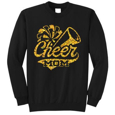 Cheer Mom Biggest Fan Cheerleader Black Yellow Gold Pom Pom Sweatshirt