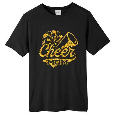 Cheer Mom Biggest Fan Cheerleader Black Yellow Gold Pom Pom Tall Fusion ChromaSoft Performance T-Shirt