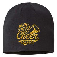 Cheer Mom Biggest Fan Cheerleader Black Yellow Gold Pom Pom Sustainable Beanie