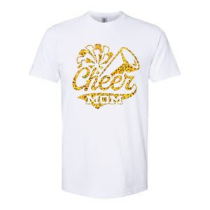 Cheer Mom Biggest Fan Cheerleader Black Yellow Gold Pom Pom Softstyle® CVC T-Shirt