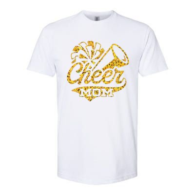 Cheer Mom Biggest Fan Cheerleader Black Yellow Gold Pom Pom Softstyle CVC T-Shirt