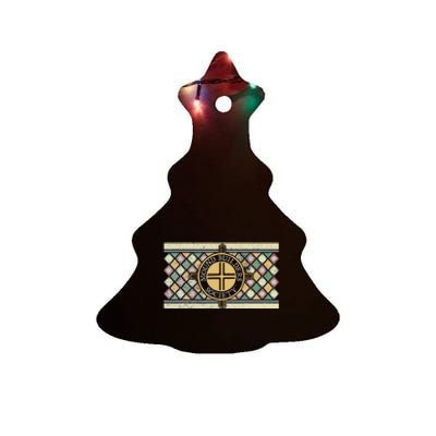 Colorful Mound Builders Society Logo Design Native American Ceramic Tree Ornament