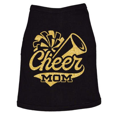 Cheer Mom Biggest Fan Cheerleader Black Yellow Gold Pom Pom Doggie Tank