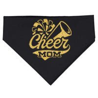 Cheer Mom Biggest Fan Cheerleader Black Yellow Gold Pom Pom USA-Made Doggie Bandana