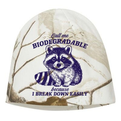 Call Me Biodegradable Because I Break Down Easily Funny Raccoon Meme Kati - Camo Knit Beanie