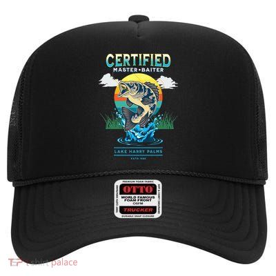 Certified Master Baiter Funny Fishing High Crown Mesh Back Trucker Hat