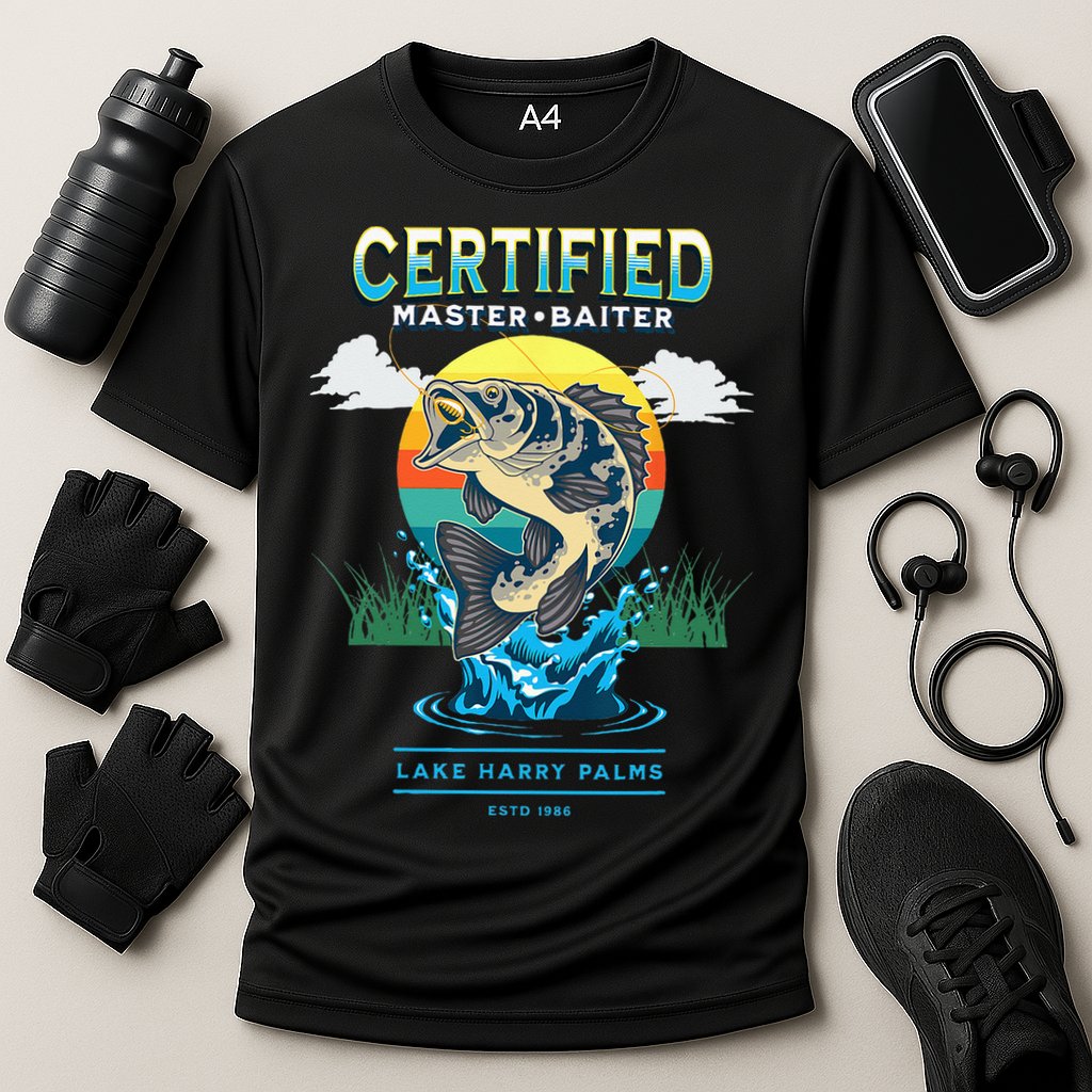 Certified Master Baiter Funny Fishing Cooling Performance Crew T-Shirt
