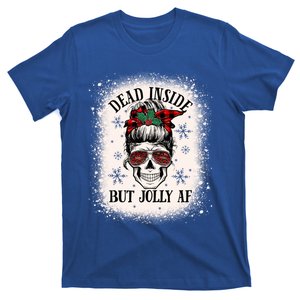 Christmas Messy Bun Skull Dead Inside But Jolly Af Gift T-Shirt